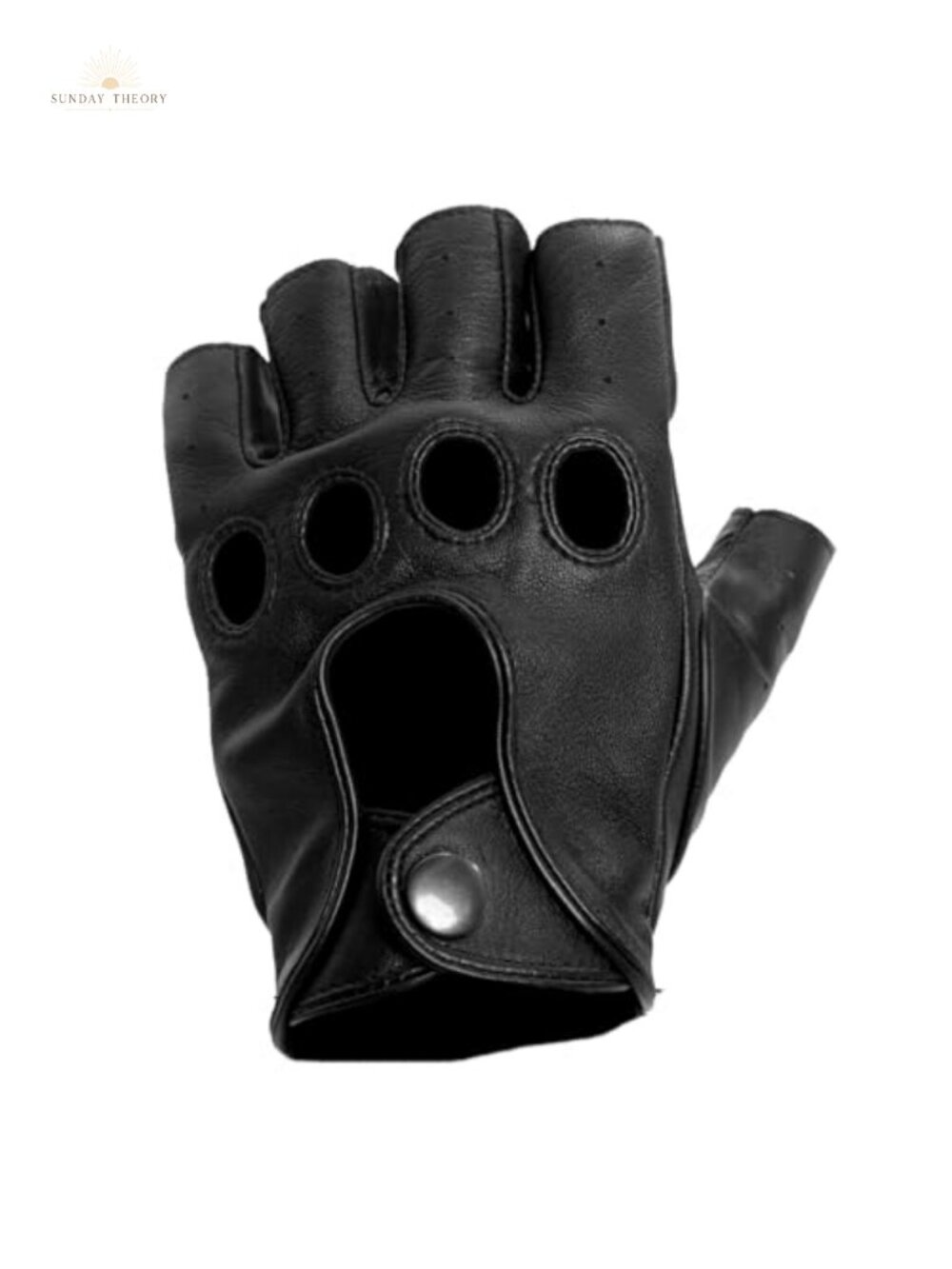 Pratt and Hart Black Fingerless Unlined Sheepskin Leather Driving Gloves